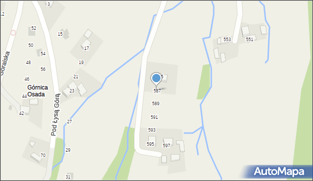 Zawadka, Górska, 587, mapa Zawadka