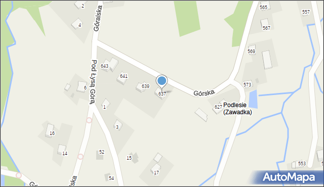 Zawadka, Górska, 637, mapa Zawadka