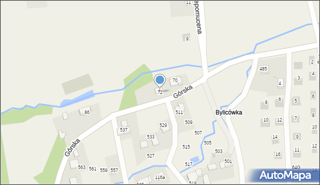 Zawadka, Górska, 72, mapa Zawadka