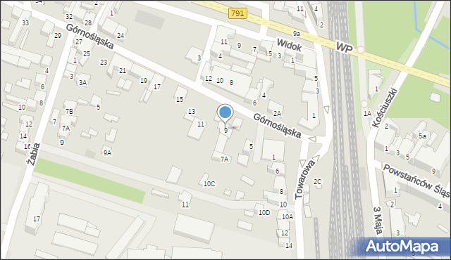 Zawiercie, Górnośląska, 9, mapa Zawiercie