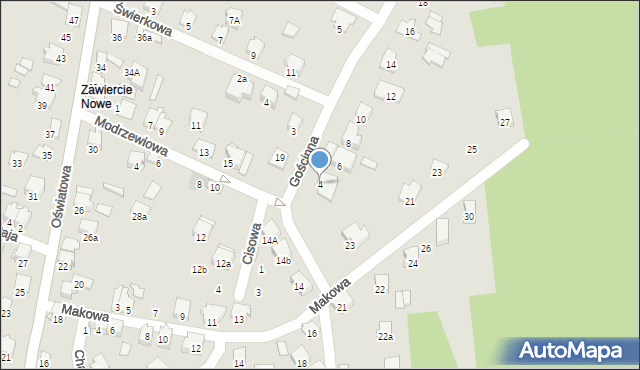 Zawiercie, Gościnna, 4, mapa Zawiercie