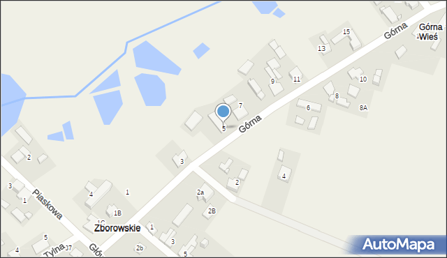 Zborowskie, Górna, 5, mapa Zborowskie