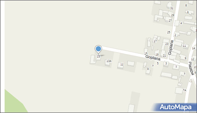 Żelisławice, Goplana, 13, mapa Żelisławice