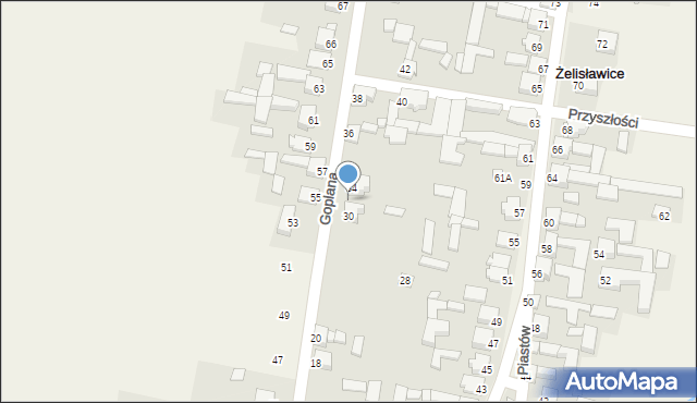 Żelisławice, Goplana, 32, mapa Żelisławice