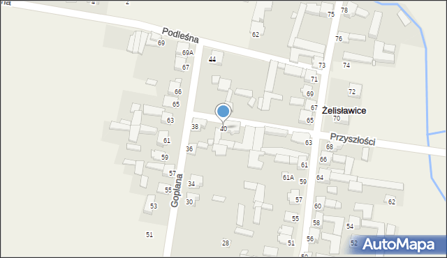 Żelisławice, Goplana, 40, mapa Żelisławice