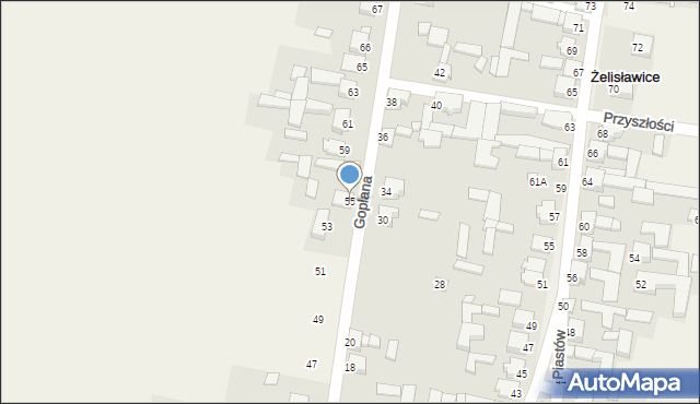 Żelisławice, Goplana, 55, mapa Żelisławice