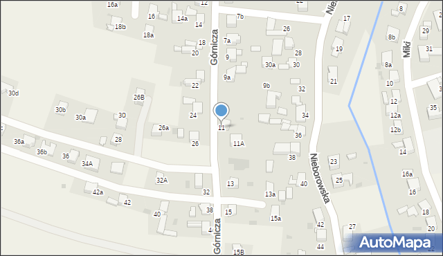 Żernica, Górnicza, 11, mapa Żernica