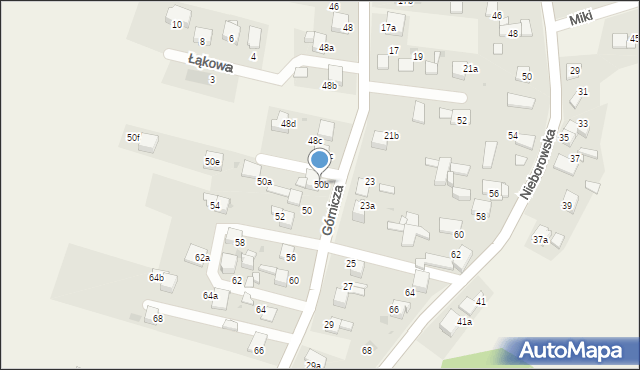 Żernica, Górnicza, 50b, mapa Żernica