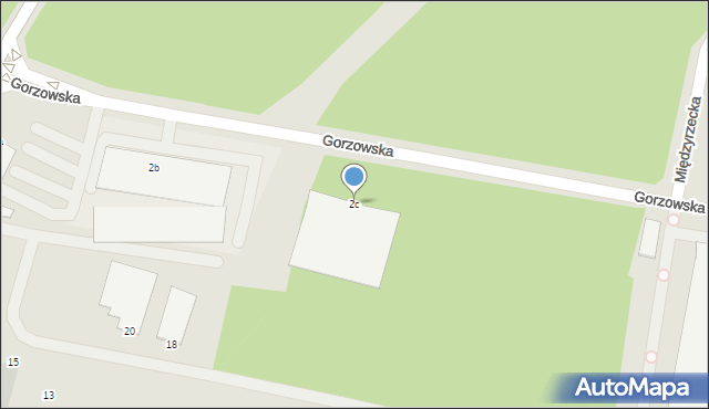 Zielona Góra, Gorzowska, 2c, mapa Zielona Góra