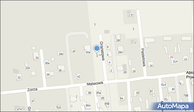Abramowice Prywatne, Granatowa, 1, mapa Abramowice Prywatne