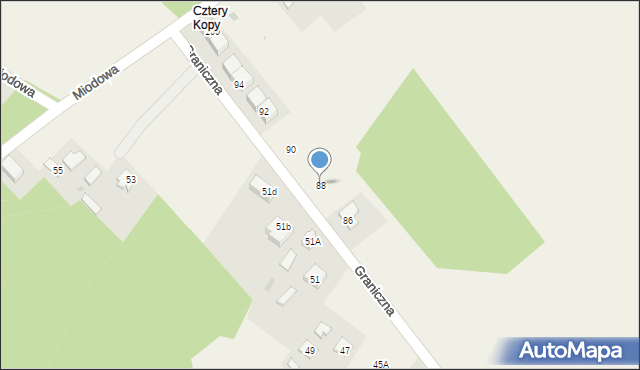 Aleksandria Druga, Graniczna, 88, mapa Aleksandria Druga