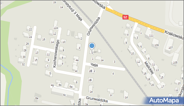 Andrychów, Grunwaldzka, 1, mapa Andrychów