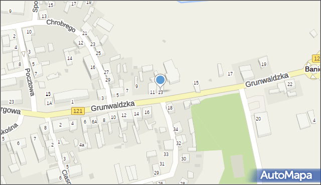 Banie, Grunwaldzka, 13, mapa Banie