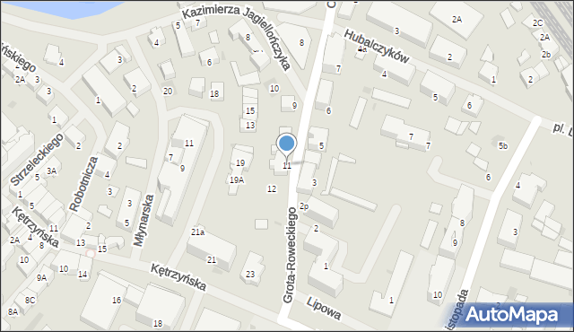 Bartoszyce, Grota-Roweckiego Stefana, gen., 11, mapa Bartoszyce