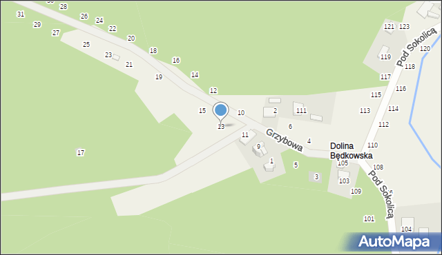 Będkowice, Grzybowa, 13, mapa Będkowice
