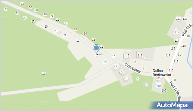 Będkowice, Grzybowa, 15, mapa Będkowice