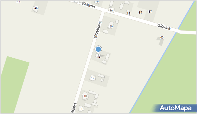 Będzelin, Grzybowa, 14, mapa Będzelin