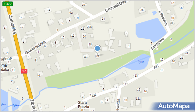 Bełżec, Grunwaldzka, 16, mapa Bełżec