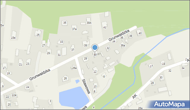 Bełżec, Grunwaldzka, 30, mapa Bełżec