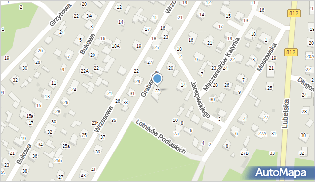 Biała Podlaska, Grabarska, 22, mapa Białej Podlaskiej