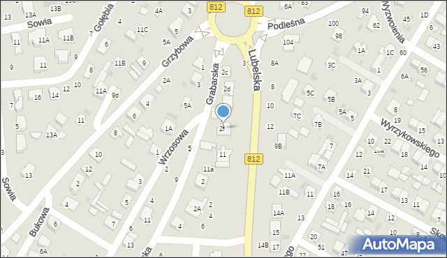 Biała Podlaska, Grabarska, 2f, mapa Białej Podlaskiej