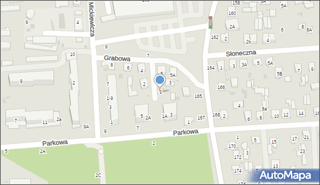 Biała Podlaska, Grabowa, 1, mapa Białej Podlaskiej