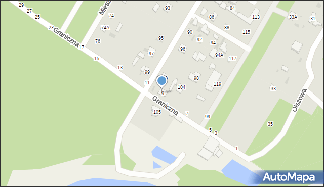 Biała Podlaska, Graniczna, 9, mapa Białej Podlaskiej