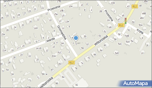 Biała Podlaska, Gromadzka, 1, mapa Białej Podlaskiej