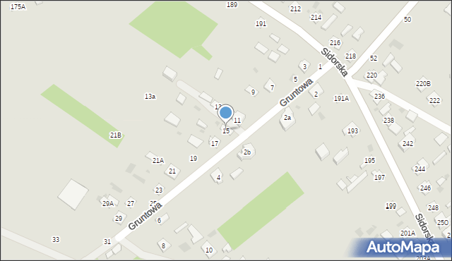 Biała Podlaska, Gruntowa, 15, mapa Białej Podlaskiej