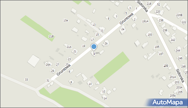 Biała Podlaska, Gruntowa, 4, mapa Białej Podlaskiej