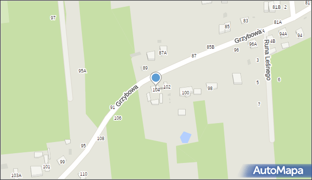 Biała Podlaska, Grzybowa, 104, mapa Białej Podlaskiej