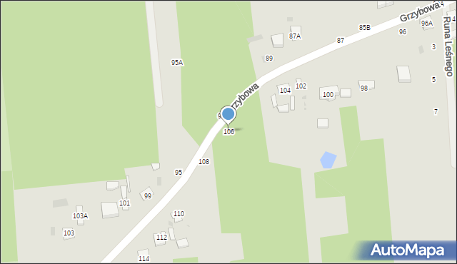 Biała Podlaska, Grzybowa, 106, mapa Białej Podlaskiej