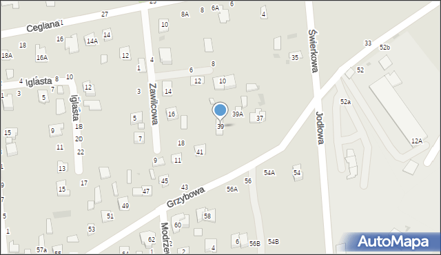 Biała Podlaska, Grzybowa, 39, mapa Białej Podlaskiej