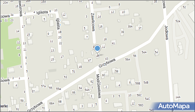 Biała Podlaska, Grzybowa, 45, mapa Białej Podlaskiej