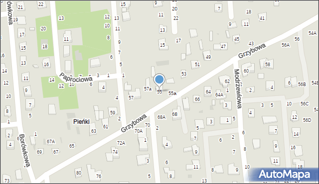 Biała Podlaska, Grzybowa, 55, mapa Białej Podlaskiej