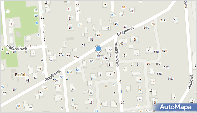 Biała Podlaska, Grzybowa, 64, mapa Białej Podlaskiej