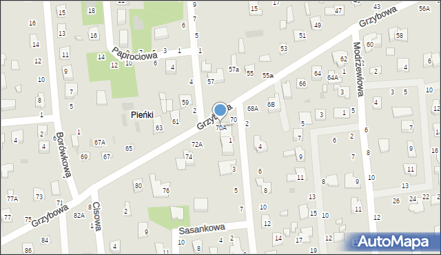 Biała Podlaska, Grzybowa, 70A, mapa Białej Podlaskiej