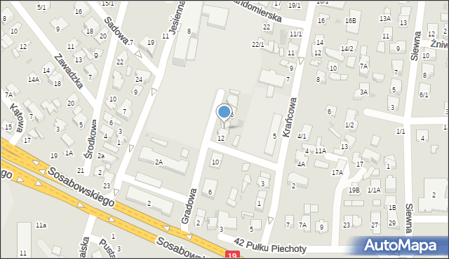 Białystok, Gradowa, 14, mapa Białegostoku
