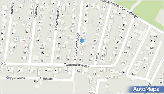 Białystok, Grota-Roweckiego Stefana, gen., 6, mapa Białegostoku