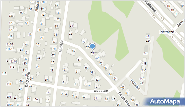Białystok, Grota-Roweckiego Stefana, gen., 74, mapa Białegostoku