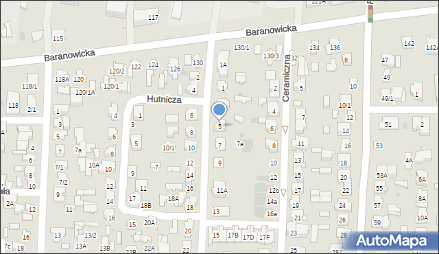 Białystok, Gródecka, 5, mapa Białegostoku