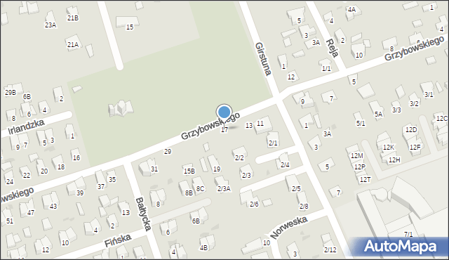 Białystok, Grzybowskiego Pawła, ks., 17, mapa Białegostoku
