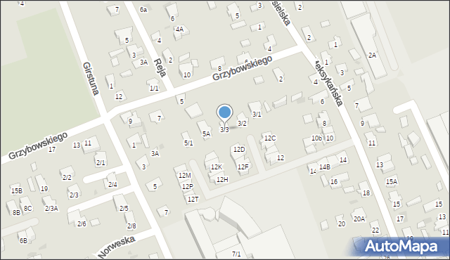 Białystok, Grzybowskiego Pawła, ks., 3/3, mapa Białegostoku