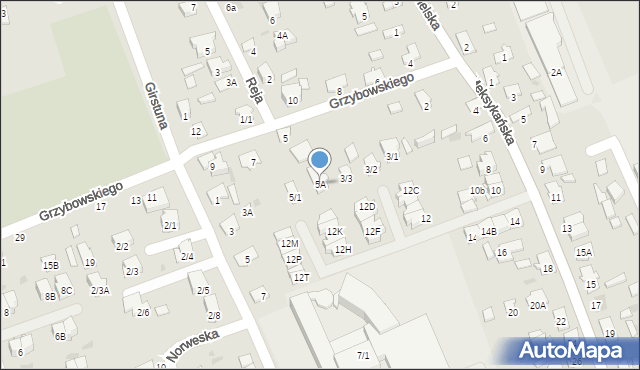 Białystok, Grzybowskiego Pawła, ks., 5A, mapa Białegostoku