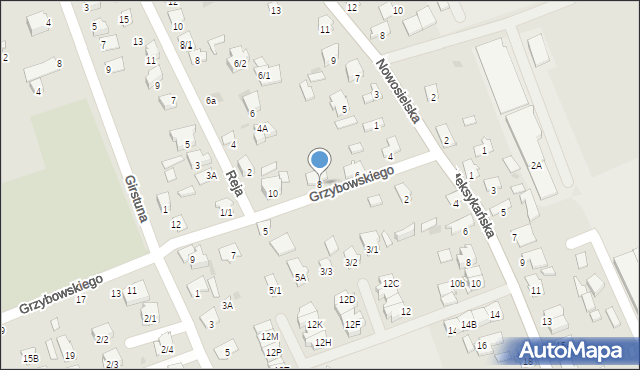 Białystok, Grzybowskiego Pawła, ks., 8, mapa Białegostoku