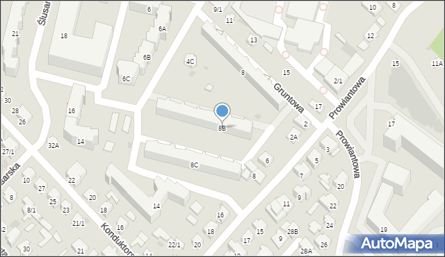 Białystok, Gruntowa, 8B, mapa Białegostoku