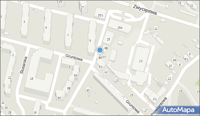 Białystok, Gruntowa, 9A, mapa Białegostoku