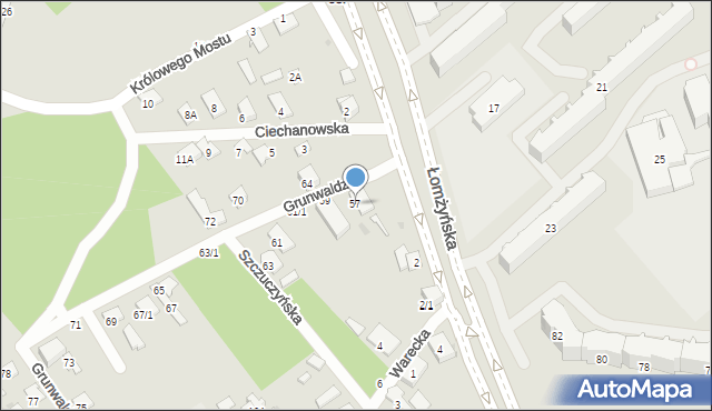 Białystok, Grunwaldzka, 57, mapa Białegostoku