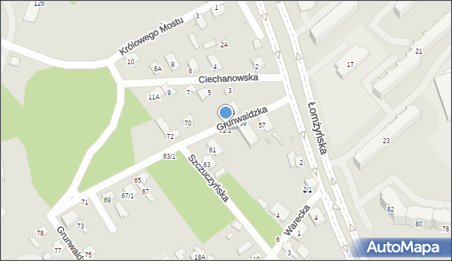 Białystok, Grunwaldzka, 61/1, mapa Białegostoku