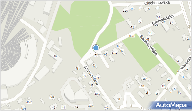 Białystok, Grunwaldzka, 71, mapa Białegostoku